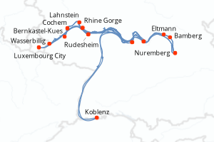 Carte de l'itinéraire de croisière Luxembourg City-Luxembourg City d'une durée de 7 jours