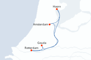 Carte de l'itinéraire de croisière Amsterdam-Amsterdam d'une durée de 5 jours