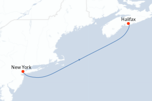 Carte de l'itinéraire de croisière New York-Halifax d'une durée de 2 jours
