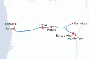 Carte de l'itinéraire de croisière Porto-Porto d'une durée de 5 jours