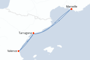 Carte de l'itinéraire de croisière Marseille-Marseille d'une durée de 4 jours
