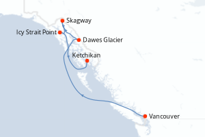Carte de l'itinéraire de croisière Vancouver-Navigation d'une durée de 7 jours