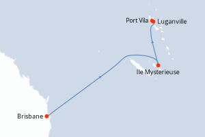 Carte itinéraire croisière Australie, Vanuatu - 9 jours au départ de Brisbane - Australie Nouvelle Zélande