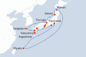 Carte itinéraire croisière Grand Circle Japan with Fall Foliage - 14 jours au départ de Yokohama - Asie