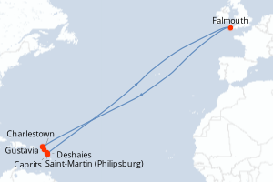 Carte itinéraire croisière Îles sous le Vent - 7 jours au départ de Saint-Martin (Philipsburg) - Caraïbes Bahamas