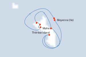 Carte itinéraire croisière Les Seychelles sous les voiles du Spirit of Ponant - 7 jours au départ de Mahe - Seychelles