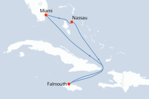 Carte itinéraire croisière États-Unis, Bahamas, Jamaïque - 5 jours au départ de Miami - Caraïbes Bahamas