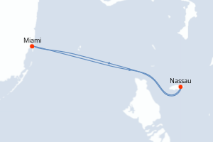 Carte itinéraire croisière États-Unis, Bahamas - 4 jours au départ de Miami - Caraïbes Bahamas