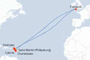 Carte itinéraire croisière Îles sous le Vent - 7 jours au départ de Saint-Martin (Philipsburg) - Caraïbes Bahamas