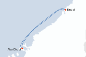 Carte itinéraire croisière Emirats Arabes Unis - 3 jours au départ de Abu Dhabi - Moyen-Orient Dubaï