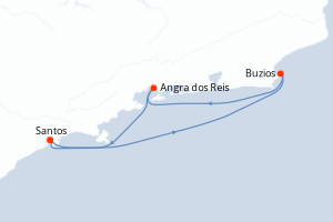 Carte itinéraire croisière Brésil - 3 jours au départ de Santos - Brésil