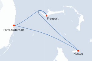 Carte itinéraire croisière États-Unis, Bahamas - 3 jours au départ de Fort Lauderdale - Caraïbes Bahamas