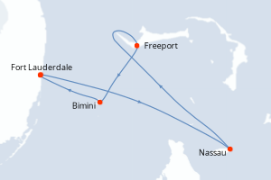 Carte itinéraire croisière États-Unis, Bahamas - 4 jours au départ de Fort Lauderdale - Caraïbes Bahamas
