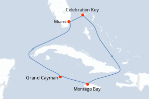 Carte itinéraire croisière États-Unis, Bahamas, Jamaïque, Caïmans (Îles) - 6 jours au départ de Miami - Caraïbes Bahamas