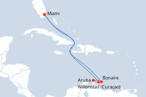 Carte itinéraire croisière États-Unis, Pays-Bas - 8 jours au départ de Miami - Caraïbes Bahamas