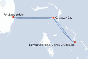 Carte itinéraire croisière États-Unis, Bahamas - 6 jours au départ de Fort Lauderdale - Caraïbes Bahamas