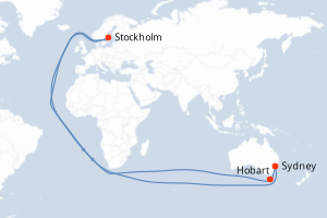 Carte itinéraire croisière Australie, Suède - 5 jours au départ de Sydney - Australie Nouvelle Zélande