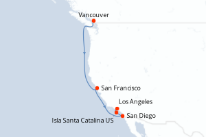 Carte itinéraire croisière Región Vinícola del Pacífico - 7 jours au départ de Vancouver - Amérique du Nord