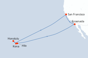 Carte itinéraire croisière Islas Hawaianas - 16 jours au départ de San Francisco - Amérique du Nord