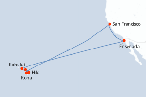 Carte itinéraire croisière Islas Hawaianas - 16 jours au départ de San Francisco - Amérique du Nord