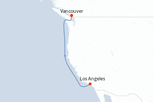 Carte itinéraire croisière Costa del Pacífico - 4 jours au départ de Vancouver - Amérique du Nord