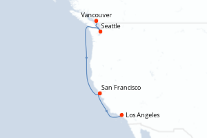 Carte itinéraire croisière Región Vinícola del Pacífico - 7 jours au départ de Vancouver - Amérique du Nord