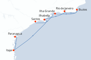 Carte itinéraire croisière Brésil - 7 jours au départ de Paranagua - Brésil