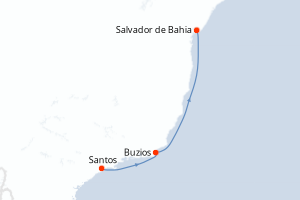 Carte itinéraire croisière Brésil - 3 jours au départ de Santos - Brésil