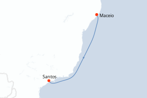 Carte itinéraire croisière Brésil - 3 jours au départ de Maceio - Brésil