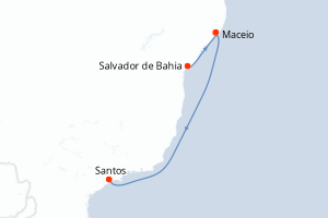 Carte itinéraire croisière Brésil - 4 jours au départ de Salvador de Bahia - Brésil