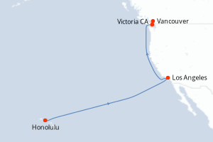 Carte itinéraire croisière États-Unis, Canada - 10 jours au départ de Honolulu - Alaska