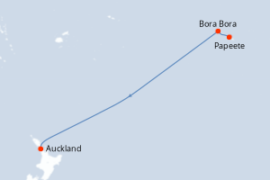 Carte itinéraire croisière France, Nouvelle-Zélande - 10 jours au départ de Papeete - Australie Nouvelle Zélande