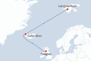 Carte itinéraire croisière Islande, Jan Mayen, Spitzberg : Découverte des îles de l Arctique depuis Glasgow - 12 jours au départ de Glasgow - Spitzberg