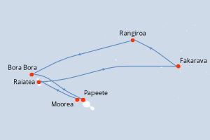 Carte itinéraire croisière France - 10 jours au départ de Papeete - Tahiti