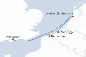 Carte itinéraire croisière Escapade Royale - 4 jours au départ de Dunkerque - Europe du Nord