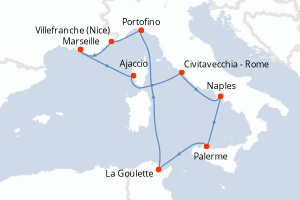 Carte itinéraire croisière Héritage des Empires - 9 jours au départ de Marseille - Méditerranée