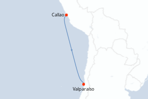 Carte itinéraire croisière Voyage en Mer : Callao - Valparaiso - 5 jours au départ de Callao - Amérique du Sud