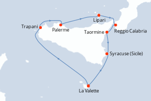 Carte itinéraire croisière Rivages authentiques d?Italie - 7 jours au départ de La Valette - Méditerranée
