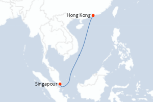 Carte itinéraire croisière Singapour, Chine - 5 jours au départ de Singapour - Asie