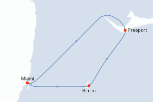 Carte itinéraire croisière États-Unis, Bahamas - 4 jours au départ de Miami - Caraïbes Bahamas