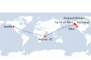 Carte itinéraire croisière États-Unis, Seychelles - 9 jours au départ de Seattle - Alaska