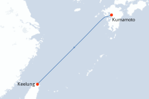 Carte itinéraire croisière Voyage en Mer : Kumamoto - Keelung - 3 jours au départ de Kumamoto - Asie