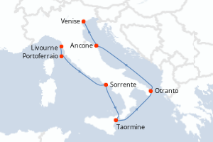 Carte itinéraire croisière Le luxe à l?italienne : savoir-faire d?excellence - 10 jours au départ de Livourne - Méditerranée