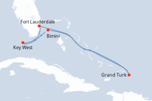 Carte itinéraire croisière États-Unis, Bahamas - 6 jours au départ de Fort Lauderdale - Caraïbes Bahamas