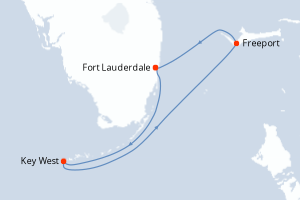 Carte itinéraire croisière États-Unis, Bahamas - 4 jours au départ de Fort Lauderdale - Caraïbes Bahamas