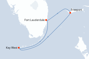 Carte itinéraire croisière États-Unis, Bahamas - 4 jours au départ de Fort Lauderdale - Caraïbes Bahamas