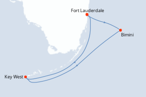 Carte itinéraire croisière États-Unis, Bahamas - 4 jours au départ de Fort Lauderdale - Caraïbes Bahamas