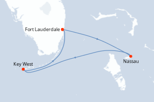 Carte itinéraire croisière États-Unis, Bahamas - 4 jours au départ de Fort Lauderdale - Caraïbes Bahamas