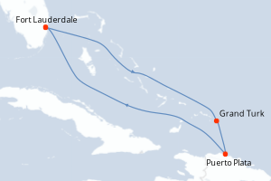 Carte itinéraire croisière États-Unis, République Dominicaine - 5 jours au départ de Fort Lauderdale - Caraïbes Bahamas