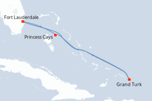 Carte itinéraire croisière Caribbean Getaway with Grand Turk - 5 jours au départ de Fort Lauderdale - Caraïbes Bahamas
